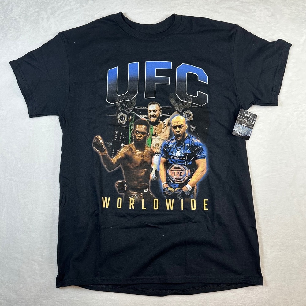 UFC Worldwide Medium T-Shirt Mens Black Conor‎ McGregor Israel Adesanya MMA New